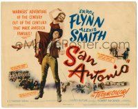 8p188 SAN ANTONIO TC '45 great full-length image of Alexis Smith on Errol Flynn's shoulder!