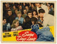 8p811 SEVEN DAYS' LEAVE LC '42 Lucille Ball & soldier Victor Mature are interrupted watching show!
