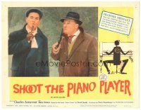 8p822 SHOOT THE PIANO PLAYER LC #3 '62 Francois Truffaut's Tirez sur le pianiste, two guys with guns