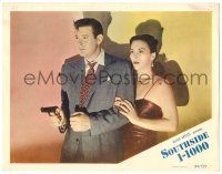 8p851 SOUTHSIDE 1-1000 LC '50 great shadowy close up of Don DeFore with gun by pretty Andrea King!