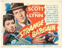 8p231 STRANGE BARGAIN TC '49 film noir, Martha Scott, Jeffrey Lynn, insurance fraud!