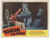 8p928 TOBOR THE GREAT LC #3 '54 best image of man-made funky robot attacking man inside workshop!