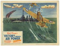8p957 VICTORY THROUGH AIR POWER LC '43 great cartoon image of fighter planes, torpedo & battleship!