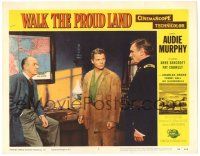 8p965 WALK THE PROUD LAND LC #5 '56 image of Audie Murphy, Morris Ankrum & Addison Richards!