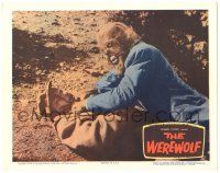 8p968 WEREWOLF LC '56 Steven Ritch as the wolf-man attacking S. John Launer on ground!