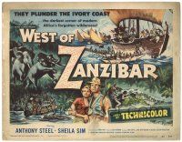 8p268 WEST OF ZANZIBAR TC '54 Anthony Steel, Sheila Sim, safari adventure, elephants!