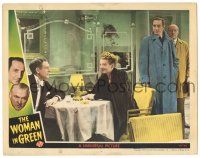 8p982 WOMAN IN GREEN LC '45 Boulton & Basil Rathbone as Holmes watch Paul Cavanagh & Hillary Brooke!