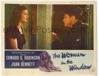 8p983 WOMAN IN THE WINDOW LC '44 Fritz Lang, c/u of Edward G. Robinson looking at Joan Bennett!