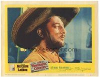 8p986 WONDERFUL COUNTRY LC #5 '59 profile image of Texan Robert Mitchum in sombrero!
