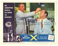 8p989 X: THE MAN WITH THE X-RAY EYES LC #4 '63 Ray Milland gets eye drops, cool sci-fi border art!