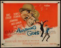 8s030 ANYTHING GOES 1/2sh '56 Bing Crosby, Donald O'Connor, Jeanmaire, music by Cole Porter!