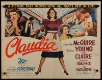 8s113 CLAUDIA 1/2sh '43 art of full-length Dorothy McGuire, Robert Young & Ina Claire!
