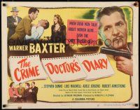 8s119 CRIME DOCTOR'S DIARY 1/2sh '49 detective Warner Baxter, bullet-hot murder brewed by love!