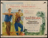 8s173 FRIENDLY PERSUASION style B 1/2sh '56 art of Anthony Perkins & Gary Cooper!