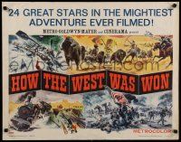 8s204 HOW THE WEST WAS WON style A 1/2sh '64 John Ford, Debbie Reynolds, Gregory Peck, Brown art!