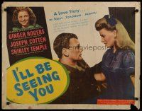 8s212 I'LL BE SEEING YOU 1/2sh '45 image of Ginger Rogers, Joseph Cotten & Shirley Temple!