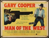 8s266 MAN OF THE WEST style A 1/2sh '58 Gary Cooper, man of the soft word, notched gun & fast draw!