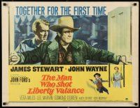 8s267 MAN WHO SHOT LIBERTY VALANCE 1/2sh '62 John Wayne & James Stewart 1st time together!