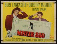 8s275 MISTER 880 1/2sh '50 art of Burt Lancaster, Dorothy McGuire & counterfeit money!