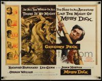 8s277 MOBY DICK 1/2sh '56 John Huston, great art of Gregory Peck & the giant whale!