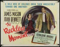 8s321 RECKLESS MOMENT 1/2sh '49 James Mason with scared Joan Bennett, directed by Max Ophuls!