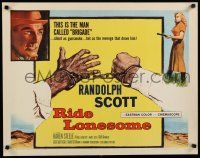 8s330 RIDE LONESOME 1/2sh '59 Randolph Scott, Budd Boetticher, cool handcuff artwork!