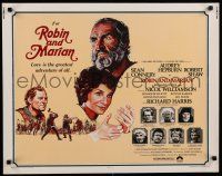 8s333 ROBIN & MARIAN 1/2sh '76 art of Sean Connery & Audrey Hepburn by Drew Struzan!