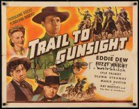 8s406 TRAIL TO GUNSIGHT 1/2sh '44 cowboy Eddie Dew pointing two guns vs plundering raiders!