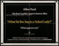 8s423 WHAT DO YOU SAY TO A NAKED LADY 1/2sh '70 Allen Funt's first Candid Camera feature film!