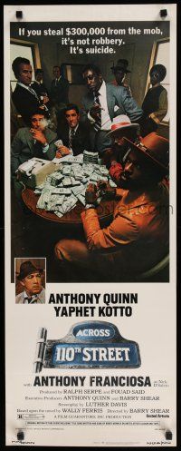 8s441 ACROSS 110th STREET insert '72 Anthony Quinn, Yaphet Kotto has a HUGE pile of money!