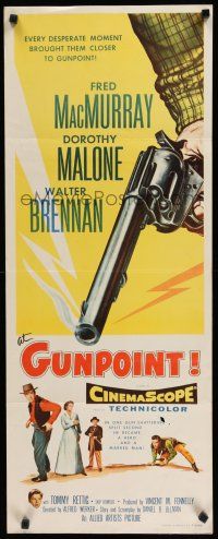 8s459 AT GUNPOINT insert '55 Fred MacMurray, cool huge artwork image of smoking gun by Besser!