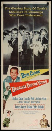 8s466 BECAUSE THEY'RE YOUNG insert '60 great portrait image of young Dick Clark, Tuesday Weld
