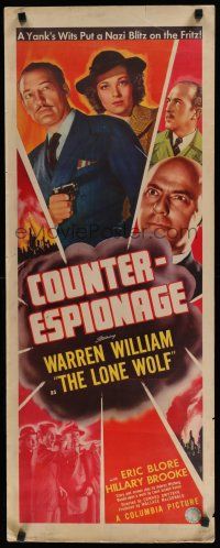 8s507 COUNTER-ESPIONAGE insert '42 Warren William as The Lone Wolf runs rings around a spy ring!