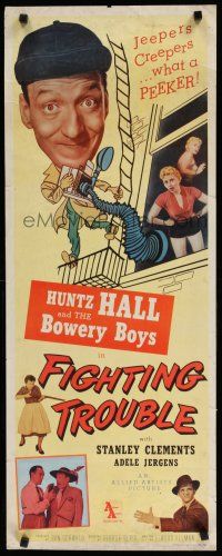8s553 FIGHTING TROUBLE insert '56 Huntz Hall & the Bowery Boys, jeepers creepers what a peeker!