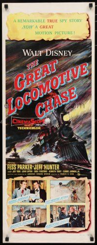 8s573 GREAT LOCOMOTIVE CHASE insert '56 Disney, really cool artwork of railroad train!