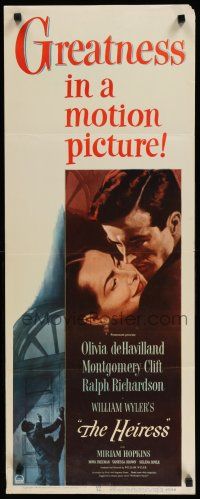 8s581 HEIRESS insert '49 William Wyler, romantic c/u of Olivia de Havilland & Montgomery Clift!