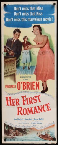 8s583 HER FIRST ROMANCE insert '51 cute grown up Margaret O'Brien wearing tiara is boy-crazy!