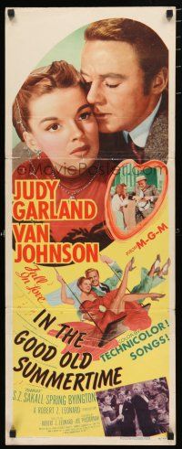 8s595 IN THE GOOD OLD SUMMERTIME insert '49 wonderful art of Judy Garland & Van Johnson swinging!