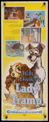 8s629 LADY & THE TRAMP insert '55 Disney classic romantic dog cartoon, includes spaghetti scene!