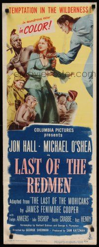 8s638 LAST OF THE REDMEN insert '47 Jon Hall, Evelyn Ankers, from The Last of the Mohicans!