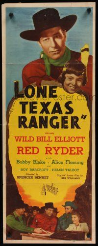 8s649 LONE TEXAS RANGER insert '45 Wild Bill Elliott as Red Ryder, Native American Bobby Blake!
