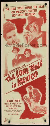 8s651 LONE WOLF IN MEXICO insert '47 sexy Sheila Ryan has the drop on detective Gerald Mohr!