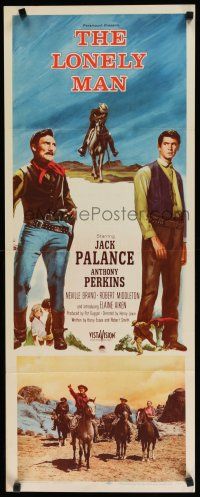 8s652 LONELY MAN insert '57 full-length art of Jack Palance & Anthony Perkins!