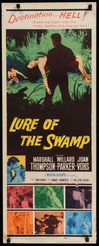 8s659 LURE OF THE SWAMP insert '57 two men & a super sexy woman find their destination is Hell!