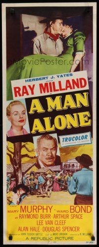 8s660 MAN ALONE insert '55 star & director Ray Milland carrying Mary Murphy + art of man hanged!