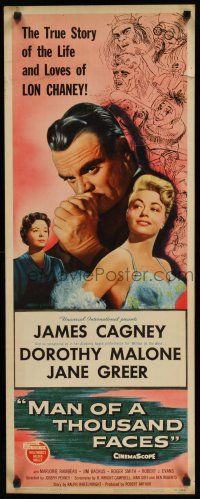 8s664 MAN OF A THOUSAND FACES insert '57 art of James Cagney as Lon Chaney Sr. by Reynold Brown!