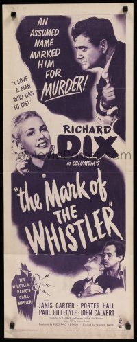 8s668 MARK OF THE WHISTLER insert '44 Richard Dix, Janis Carter, directed by William Castle!