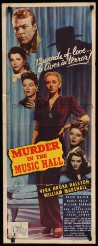 8s687 MURDER IN THE MUSIC HALL insert '46 sexy Vera Ralston, 12 words of love, 6 lives in terror!
