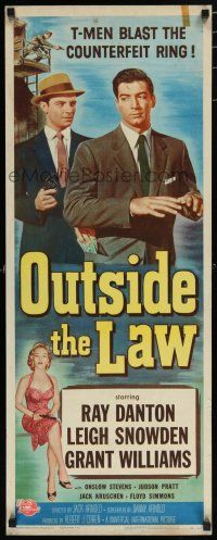 8s720 OUTSIDE THE LAW insert '56 Treasury T-Man Ray Danton, who blasts a counterfeit racket!