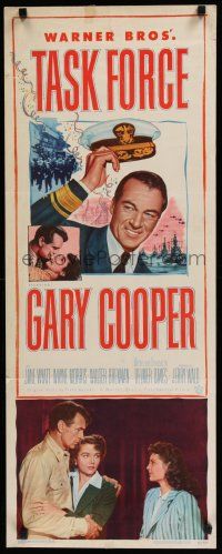 8s803 TASK FORCE insert '49 great image of Gary Cooper in uniform with his hat in the air!